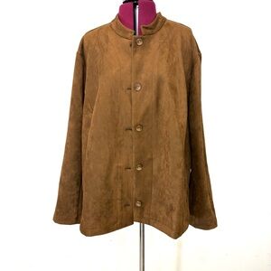 J. Jill NEW Chestnut Brown Vegan Suede Button-Down Classic Barn jacket sz 4X